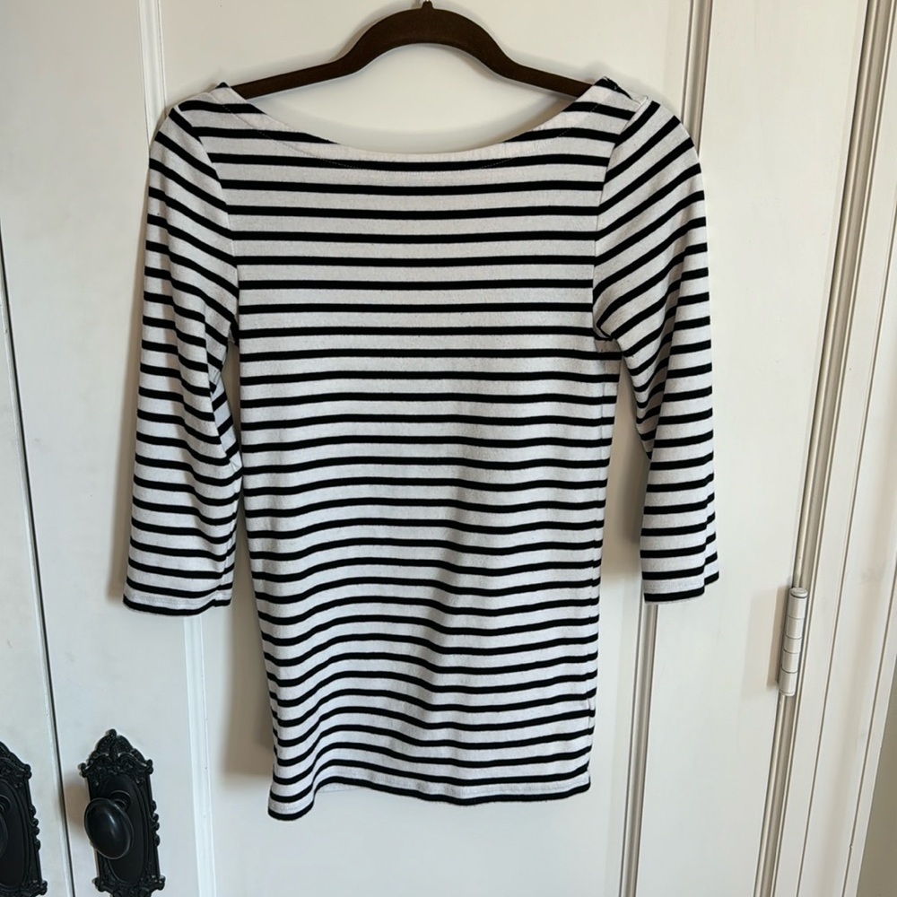 Gap black and white boatneck tee- Tall S